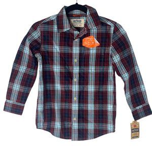 NWT Urban Pipeline Burgundy Tartan Plaid Boy's Long Sleeve Shirt Size S